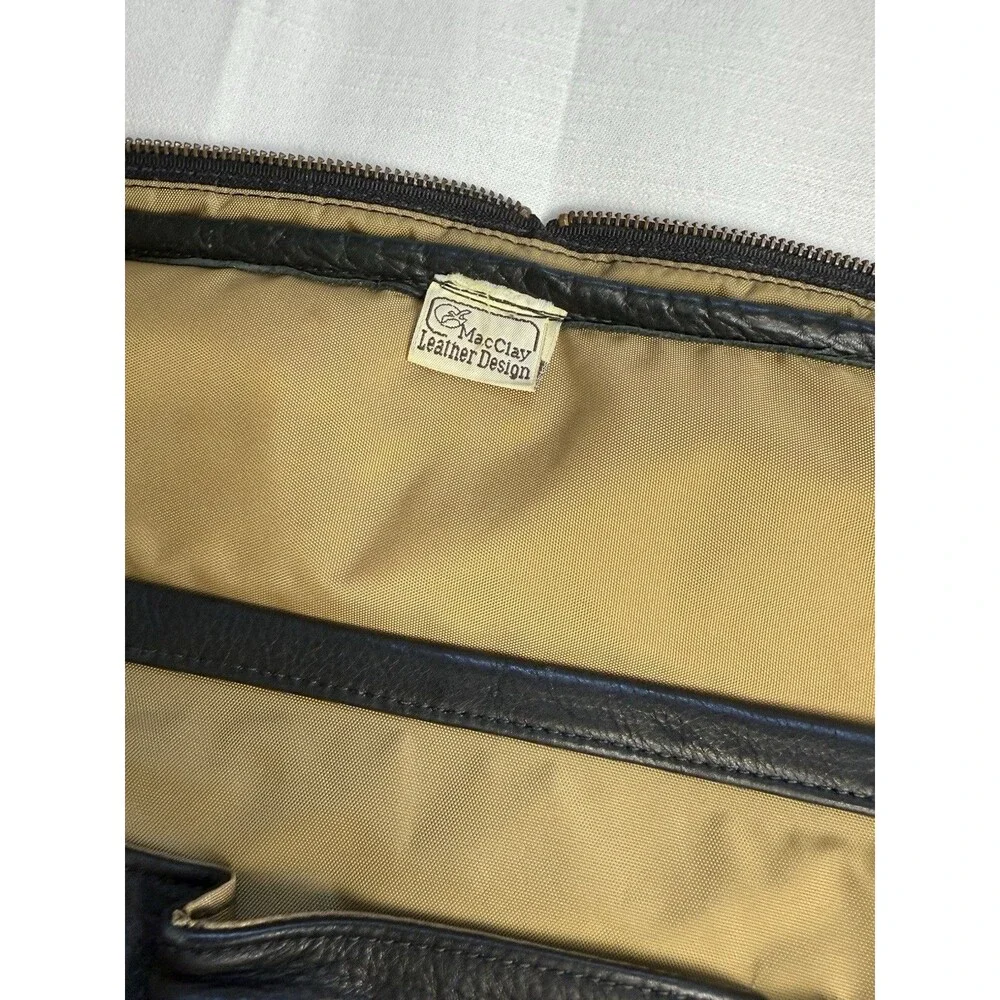 Vintage MacClay Leather Design Embossed Leather Two Tone Lg Briefcase Laptop Bag